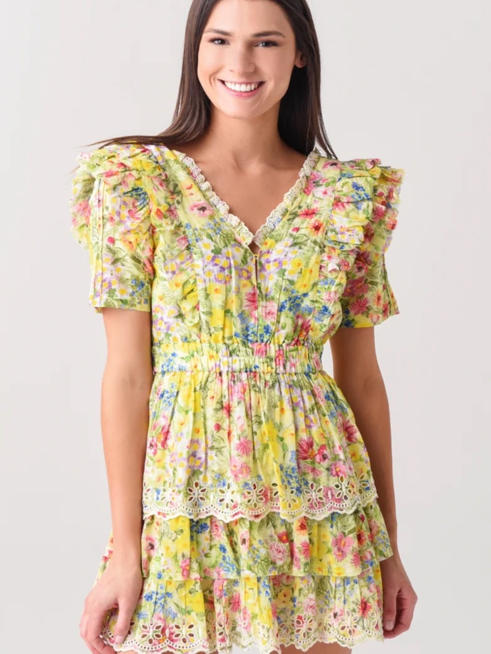 Love Shack Fancy Aldina Rainbow Skies Dress Silk Blend Sz.M